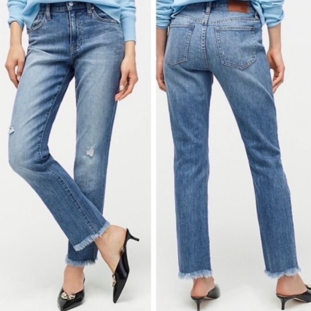 J.Crew Women’s Size 28 Slim Boyfriend Jean Raw Hem Distressed Jeans
